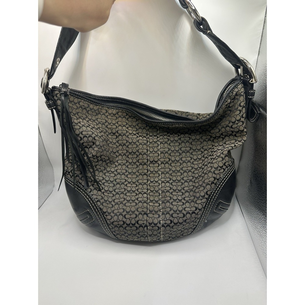 vintage Coach Soho signature hobo shoulder bag Black And Grey - Picture 11 of 11